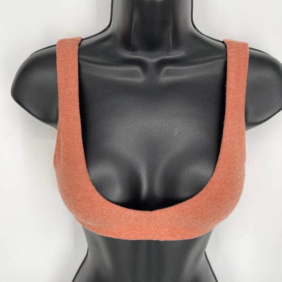 DONNI. Sweater Bralette NEW Sz XXS Orange Scoop V-Neck Super Soft Lightweight - Picture 1 of 8
